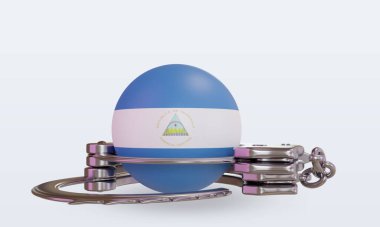 3d kelepçe Nikaragua bayrağı ön görünüm oluşturma