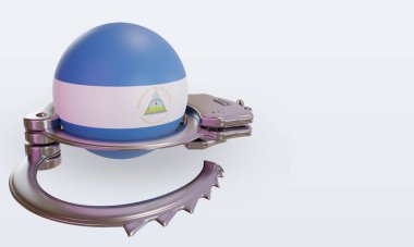 3 boyutlu kelepçe Nikaragua bayrağı sol görüşü yansıtıyor