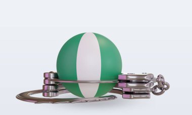 3D kelepçe Nijerya bayrağı ön görünüm oluşturuyor