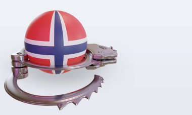 3D kelepçe Norveç bayrağı sol görünümü yansıtıyor