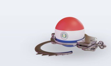 3d kelepçe Paraguay bayrağı görüntüleme sağ görünüm