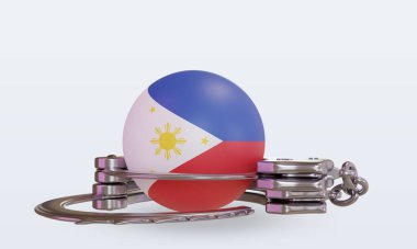 3D kelepçe Filipinler bayrağı ön görünüm oluşturma