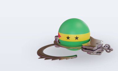 3D kelepçe Sao Tome ve Principe bayrağı sağ görünüm