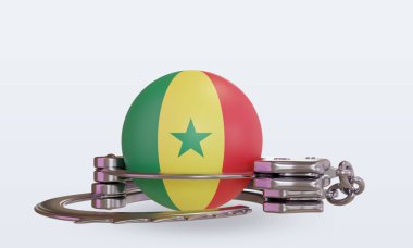 Senegal bayrağını 3d kelepçeleme ön görünüm