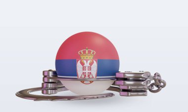 3D kelepçeleme Sırbistan bayrağı ön görünüm