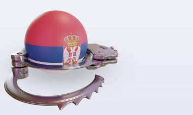 3D kelepçe Sırbistan bayrağı sola bakıyor