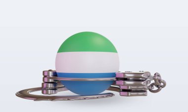 3D kelepçe Sierra Leone bayrağı ön görünüm oluşturuyor