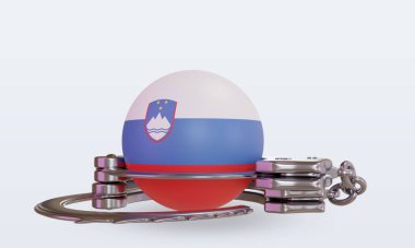 3D kelepçeleme Slovenya bayrağı ön görünüm