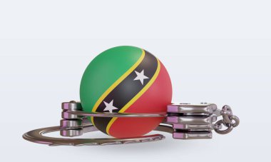 3D kelepçe St Kitts ve Nevis bayrağı ön görüntü.