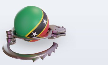 3D kelepçe St Kitts ve Nevis bayrağı sola bakıyor