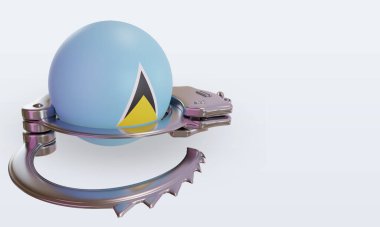 3D kelepçe St Lucia bayrağı sol görüşü yansıtıyor