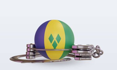 3D kelepçe St Vincent ve Grenadines bayrağı ön görünüm