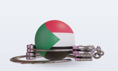 3D kelepçe Sudan bayrağı ön görünüm oluşturma