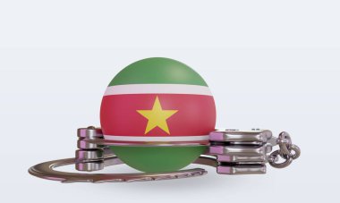 3d kelepçe Surinam bayrağı ön görünüm oluşturma