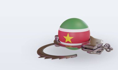 3d kelepçe Surinam bayrak görüntüleme sağ görünüm