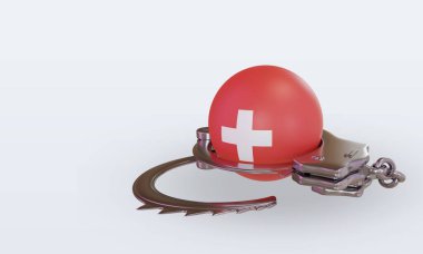 3D kelepçe İsviçre bayrağı sağ görüşü yansıtıyor