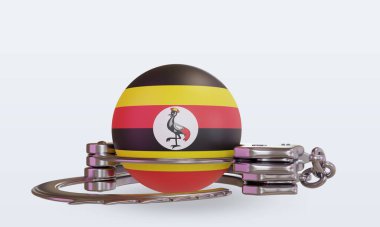 3D kelepçe Uganda bayrağı ön görünüm oluşturma