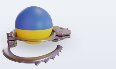 3D kelepçe Ukrayna bayrağı sol görünümü yansıtıyor