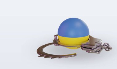 3D kelepçe Ukrayna bayrağı görüntüleme sağ görünüm