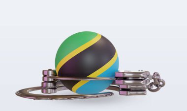 3d kelepçe Tanzanya bayrağı ön görünüm oluşturma