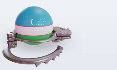 3d kelepçe Özbekistan bayrağı sol görünümü yansıtıyor