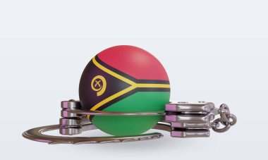 3d kelepçe Vanuatu bayrağı ön görünüm oluşturma