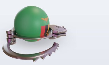 3d kelepçe Zambiya bayrağı sol görünümü yansıtıyor