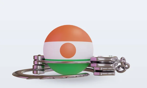 Handcuff Niger Flag Rendering Front View — 스톡 사진
