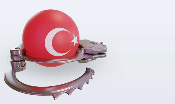 Handcuff Turkey Flag Rendering Left View — Stock Photo, Image