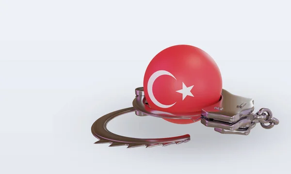 Handcuff Turkey Flag Rendering Right View — Stock Photo, Image