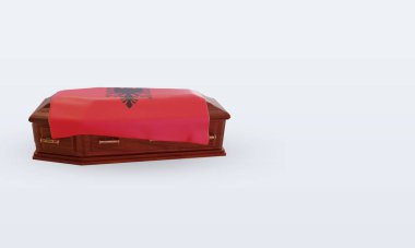 3D tabut Arnavutluk bayrağı sol görüşü yansıtıyor