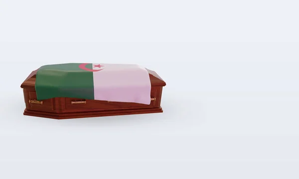 Trumna Algieria Flaga Renderowania Widok Lewo — Zdjęcie stockowe