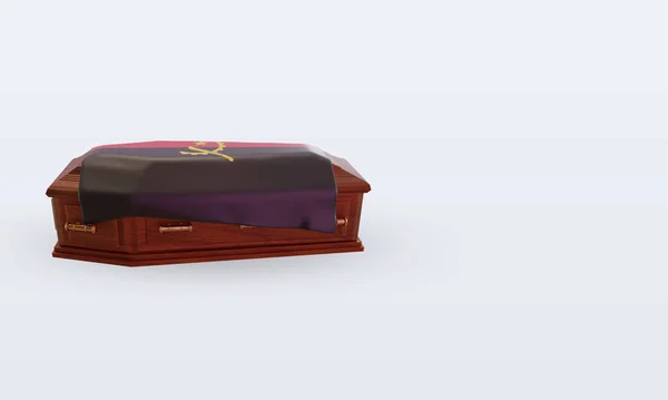 Coffin Angola Flag Rendering Left View — Stock Photo, Image