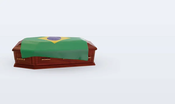 Trumna Brazylia Flaga Renderowania Widok Lewo — Zdjęcie stockowe