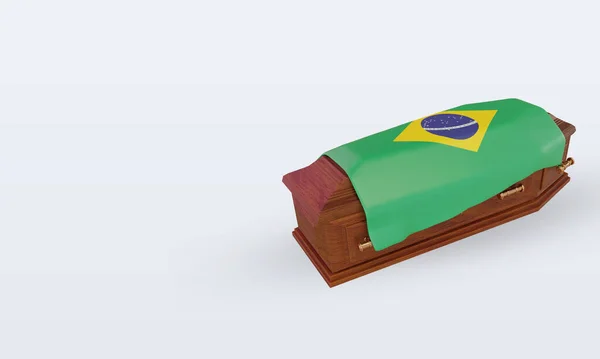 Гроб Флагом Бразилии Вид Справа — стоковое фото