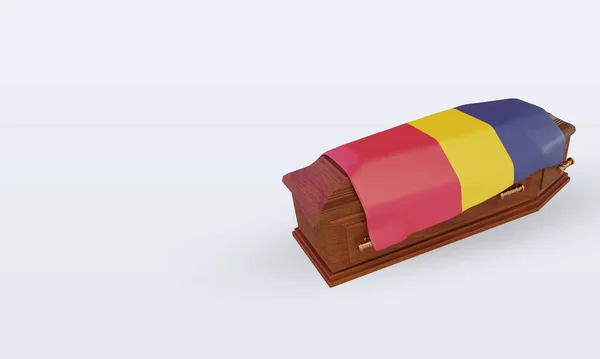 Koporsó Csád Zászló Renderelés Jobb Nézet — Stock Fotó