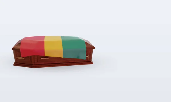 Coffin Guinea Bissau Flag Rendering Left View — Stock Photo, Image