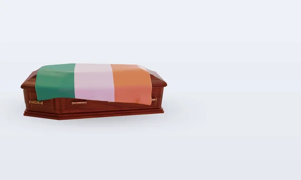 Coffin Ireland Flag Rendering Left View — Stock Photo, Image