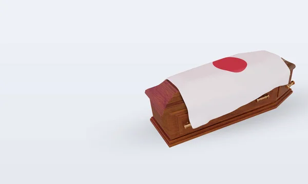 Trumna Japonia Flaga Renderowania Prawy Widok — Zdjęcie stockowe