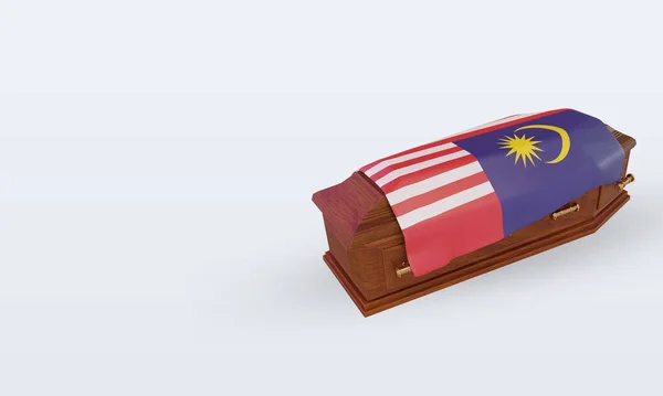 Coffin Malaysia Flag Rendering Right View — Stock Photo, Image