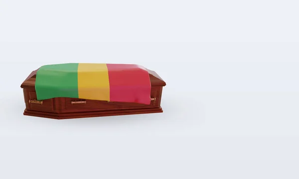 Caixão Mali Bandeira Renderização Visão Esquerda — Fotografia de Stock