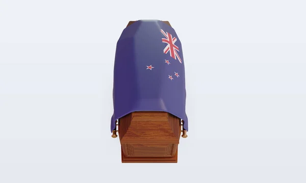 Ataúd Nueva Zelanda Bandera Representación Vista Frontal —  Fotos de Stock