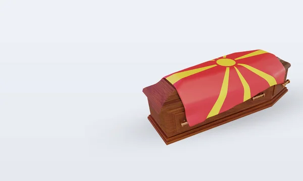 Coffin North Macedonia Flag Rendering Right View — Stock Photo, Image