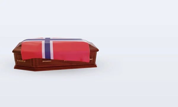 Trumna Norwegia Flaga Renderowania Widok Lewo — Zdjęcie stockowe