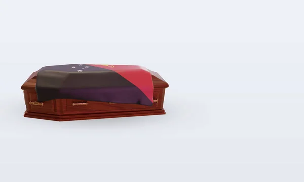 Trumna Papua Nowa Gwinea Flaga Renderowania Widok Lewo — Zdjęcie stockowe