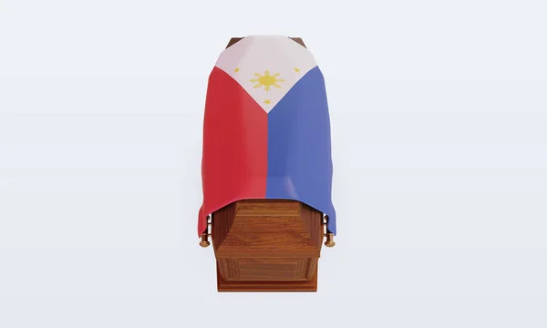 Coffin Philippines Flag Rendering Front View — Stock Photo, Image