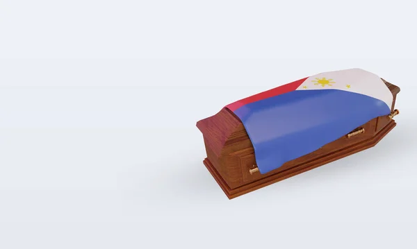 Coffin Philippines Flag Rendering Right View — Stock Photo, Image