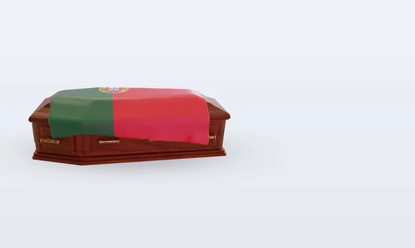 Ataúd Portugal Bandera Representación Vista Izquierda — Foto de Stock