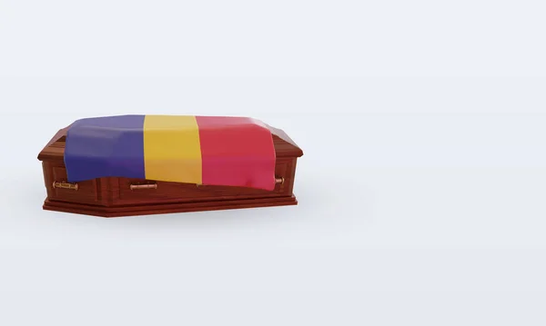 Φέρετρο Σημαία Ρουμανίας Καθιστώντας Αριστερή Προβολή — Φωτογραφία Αρχείου