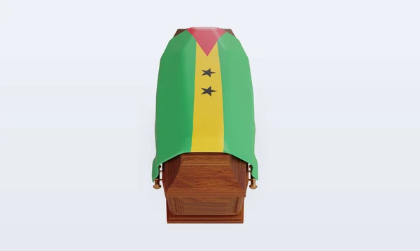 Ataúd Santo Tomé Príncipe Bandera Representación Vista Frontal —  Fotos de Stock